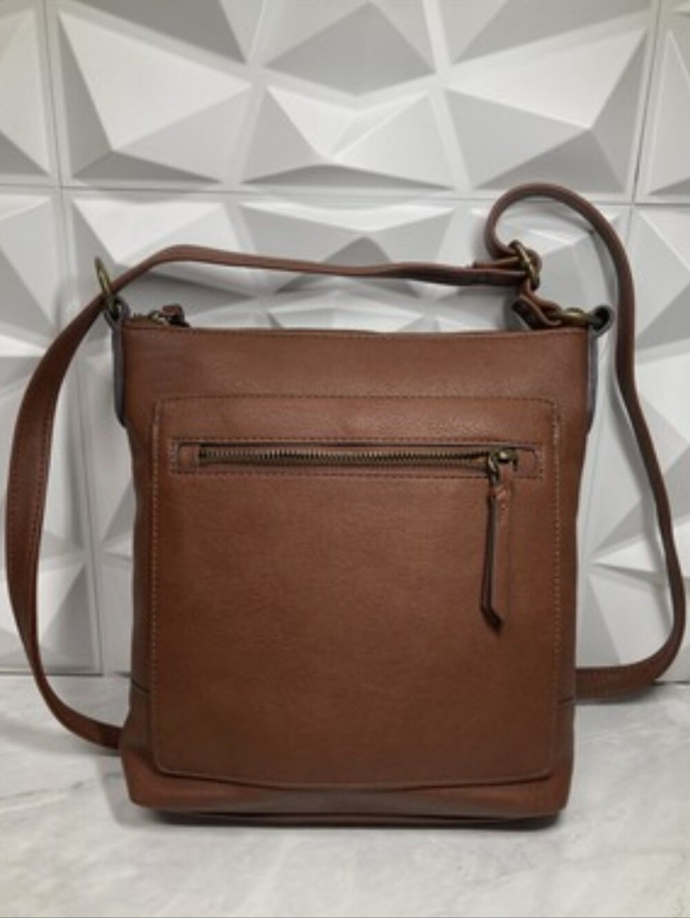 Style & Co Hudsonn North South Crossbody Brown